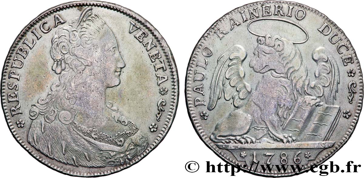 ITALY - VENICE - PAOLO RENIER (119th doge) Thaler ou écu d’argent 1786 Venise XF 