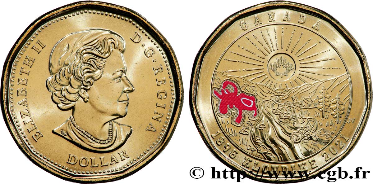 CANADA 1 Dollar 125e anniversaire de la ruée vers l’or du Klondike 2021 MRC Winnipeg MS 
