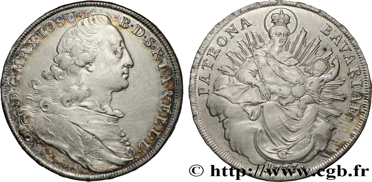 GERMANIA - ELETTORADO DI BAVIERA - MASSIMILIANO III GIUSEPPE 1 Thaler  1777 Amberg - A q.SPL 