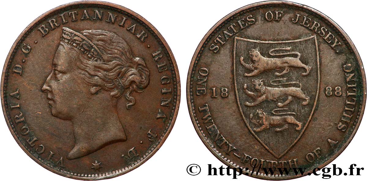 JERSEY 1/24 Shilling Reine Victoria 1888  VF 