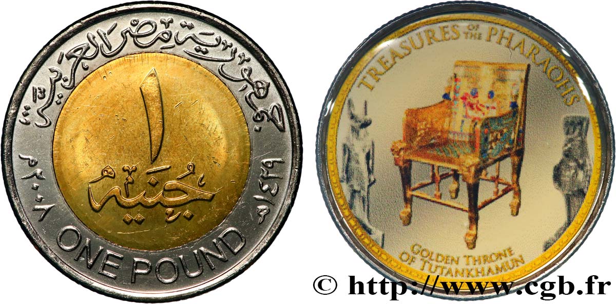 ÉGYPTE 1 Pound (Livre) Trésors des pharaons AH 1429 2008 SPL