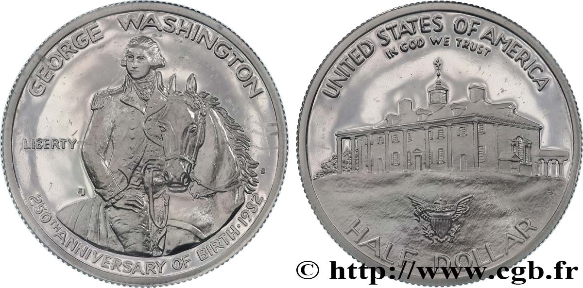 UNITED STATES OF AMERICA 1/2 Dollar Proof 250e anniversaire de la naissance de George Washington 1982 San Francisco - S MS 
