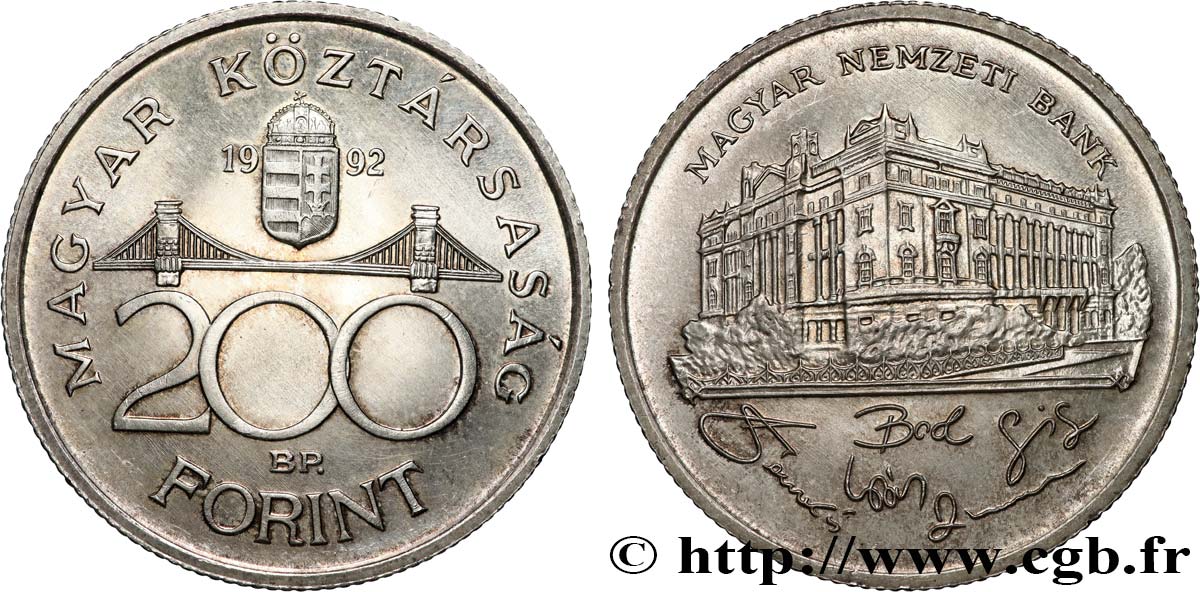 UNGHERIA 200 Forint Banque centrale de Hongrie 1992 Budapest SPL 