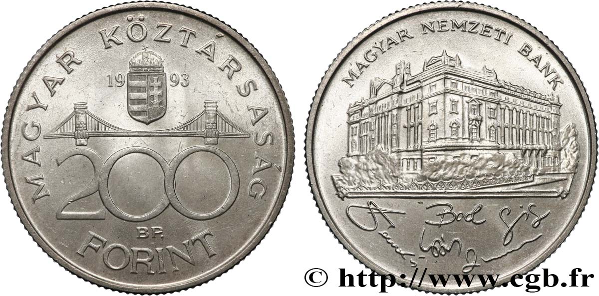 HUNGARY 200 Forint Banque centrale de Hongrie 1992 Budapest AU 