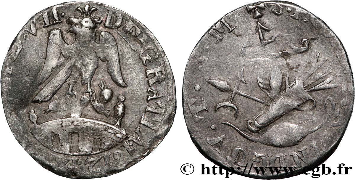 MEXICO 1/2 Real National Congress, monnayage insurgé 1812 XF