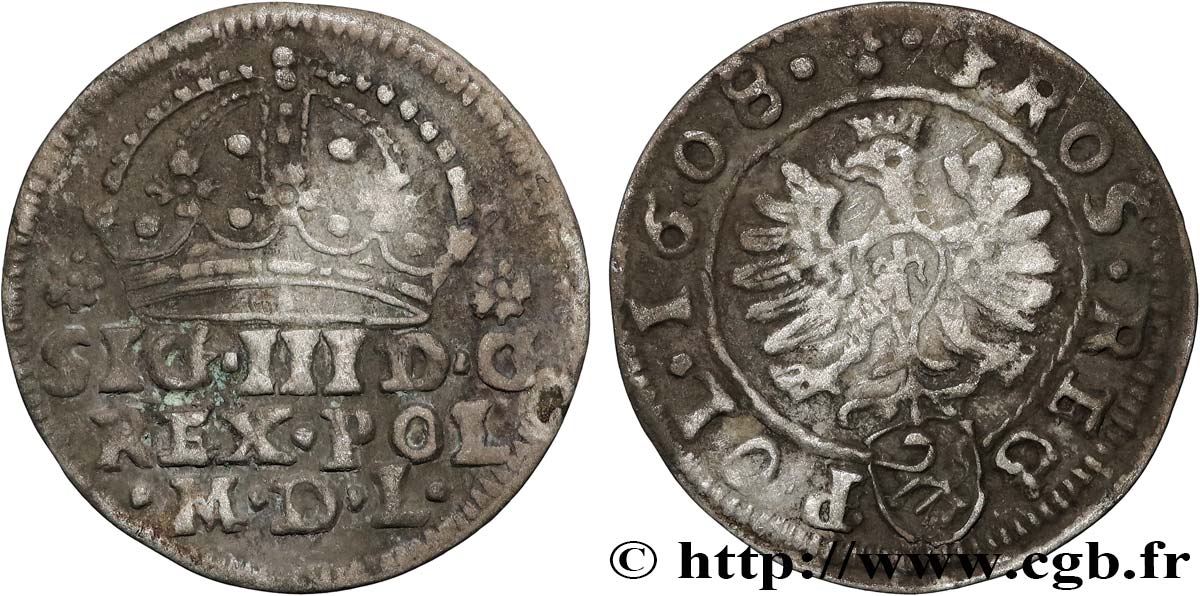 POLONIA - SIGISMONDO III VASA 1 Grossus 1608 Cracovie BB 