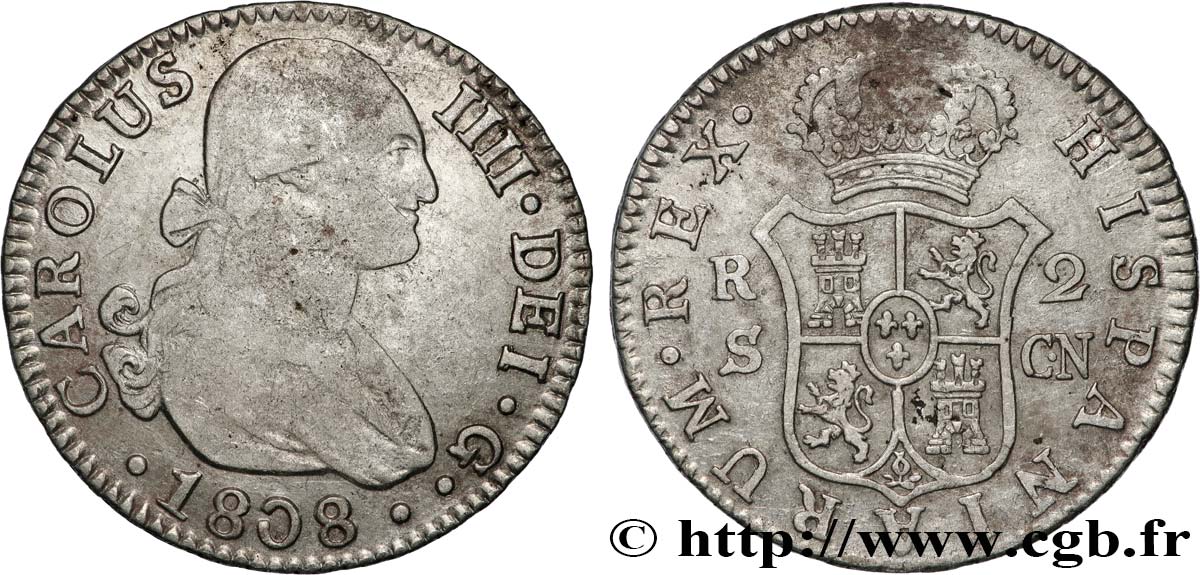 SPAGNA 2 Reales Charles IV 1808 Séville q.BB