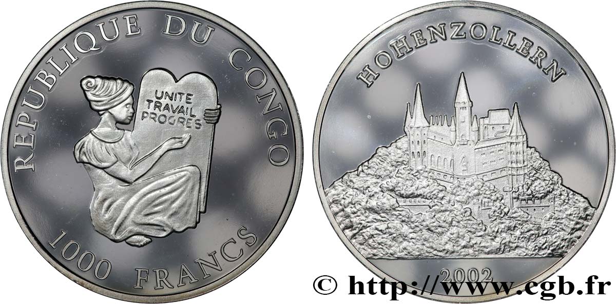 REPúBLICA DEL CONGO 1000 Francs Proof  2002  SC 
