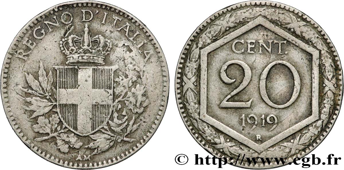 ITALIE 20 Centesimi écu 1919 Rome TB+