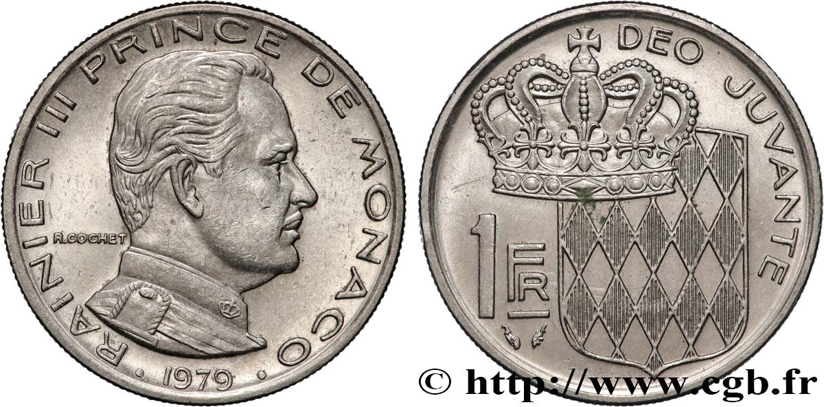 MONACO 1 Franc Rainier III 1979 Paris EBC