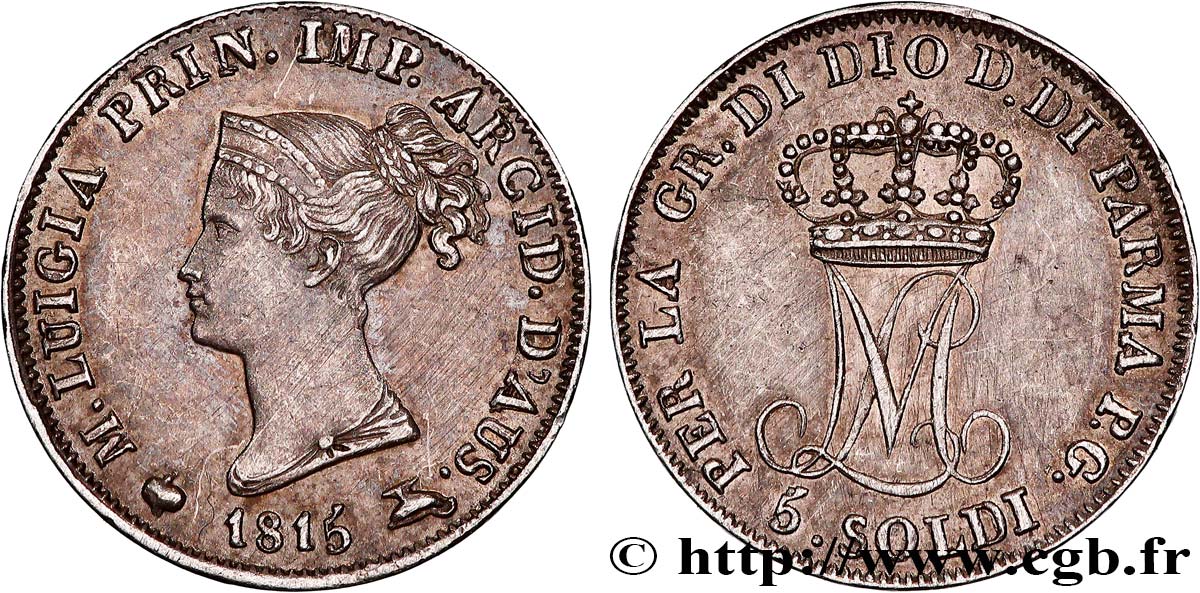 ITALIE - DUCHÉ DE PARME DE PLAISANCE ET DE GUASTALLA - MARIE-LOUISE D AUTRICHE 5 Soldi  1815  Milan SUP