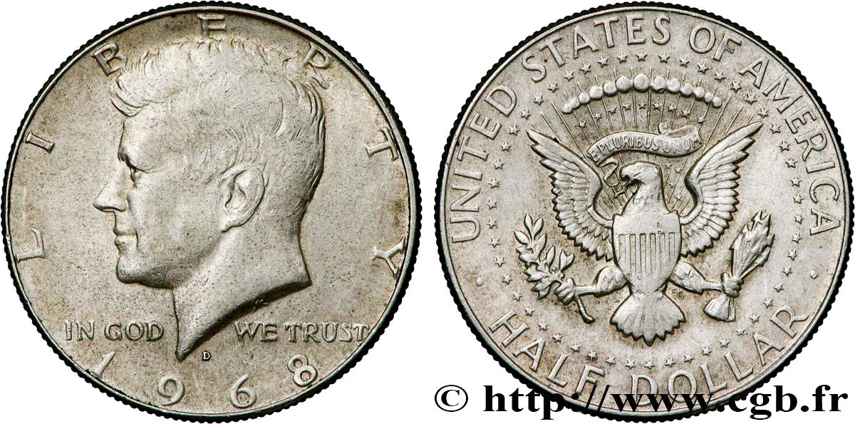 UNITED STATES OF AMERICA 1/2 Dollar Kennedy 1968 Denver AU