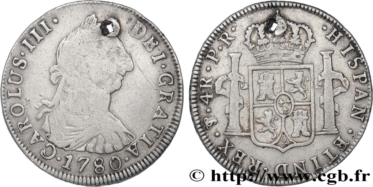 SPAIN 4 Reales Charles III 1780 Potosi VF 