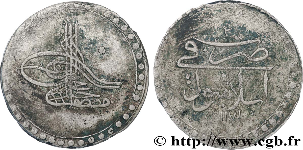 TURKEY 1 Piastre pour Mustafa III AH 1171 an 2 1758  VF 