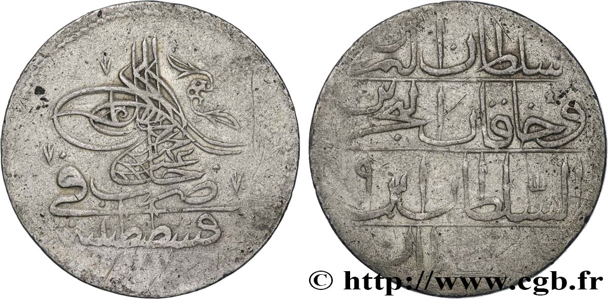 TURKEY 1 Piastre Abdul Hamid Ier AH 1187 an 9 1782  VF 