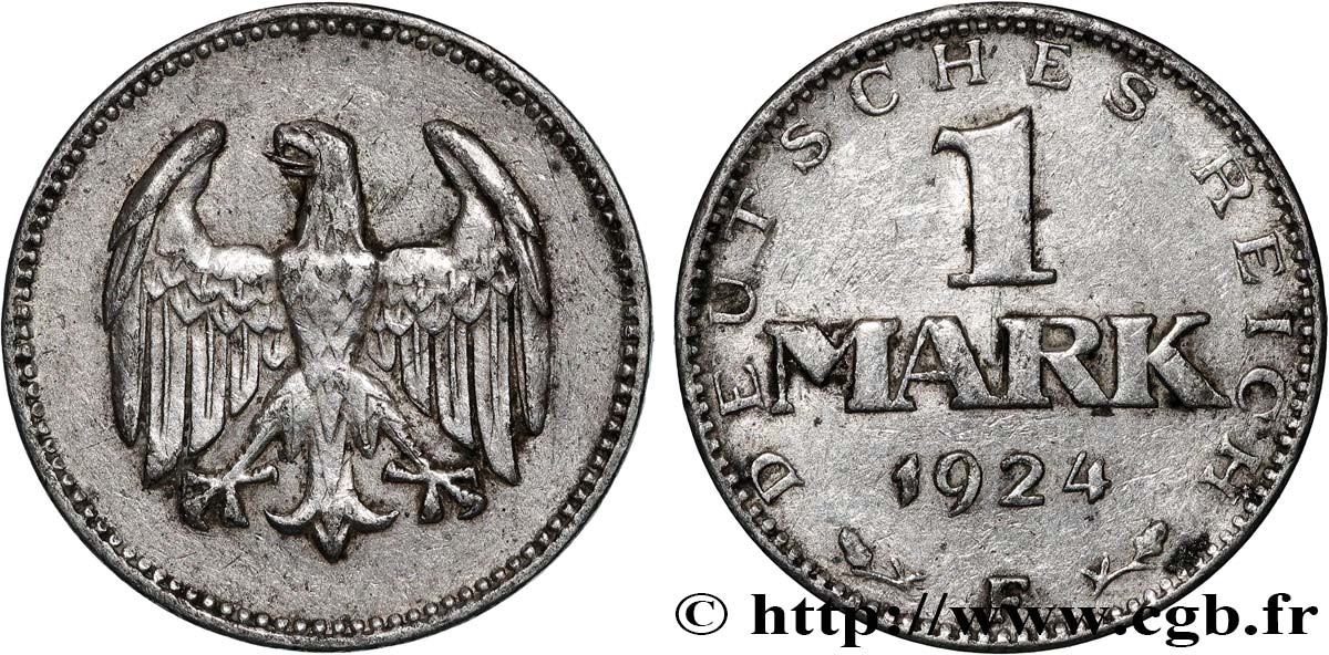 DEUTSCHLAND 1 Mark aigle 1924 Stuttgart  SS 