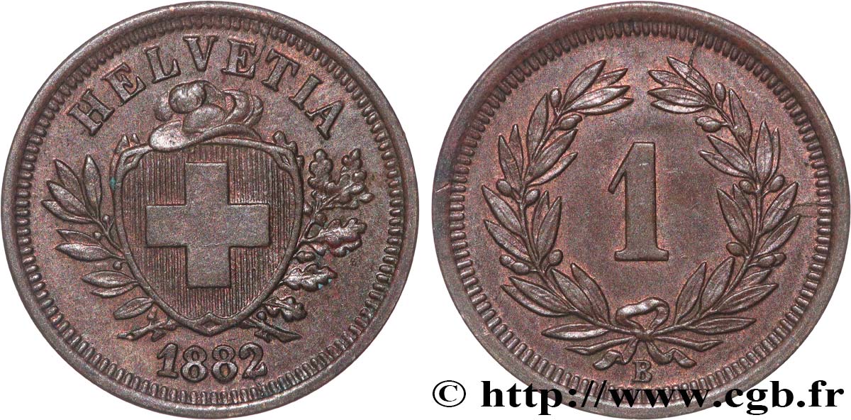 SWITZERLAND 1 Centime (Rappen) 1882 Berne AU 