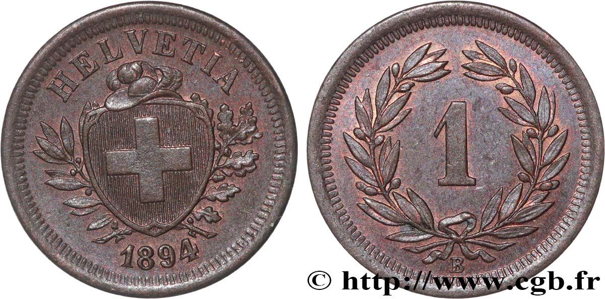 SWITZERLAND 1 Centime (Rappen) 1894 Berne AU 