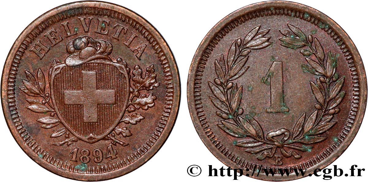 SCHWEIZ 1 Centime (Rappen) 1894 Berne VZ