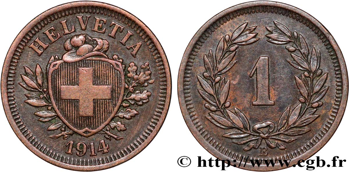 SUISSE 1 Centime (Rappen) Croix Suisse 1914 Berne TTB+