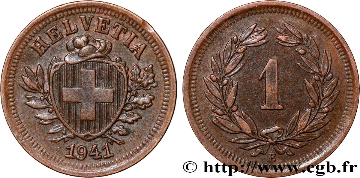 SVIZZERA  1 Centime (Rappen) Croix Suisse 1941 Berne q.SPL 