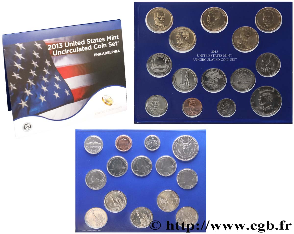 ÉTATS-UNIS D AMÉRIQUE Série 14 monnaies 2013 Philadelphie FDC