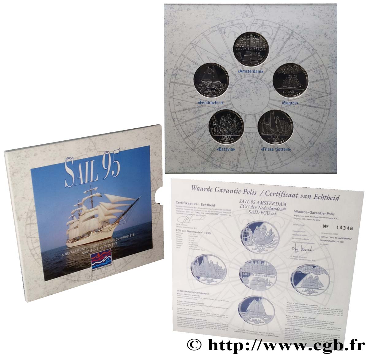 PAYS-BAS Série 5 x 2 Écus Navires 1995 Utrecht FDC