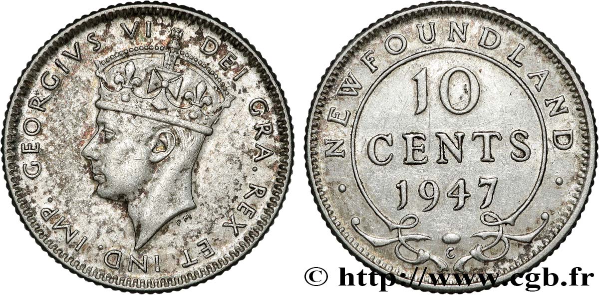 NEWFOUNDLAND 10 Cents Georges VI 1947  AU 