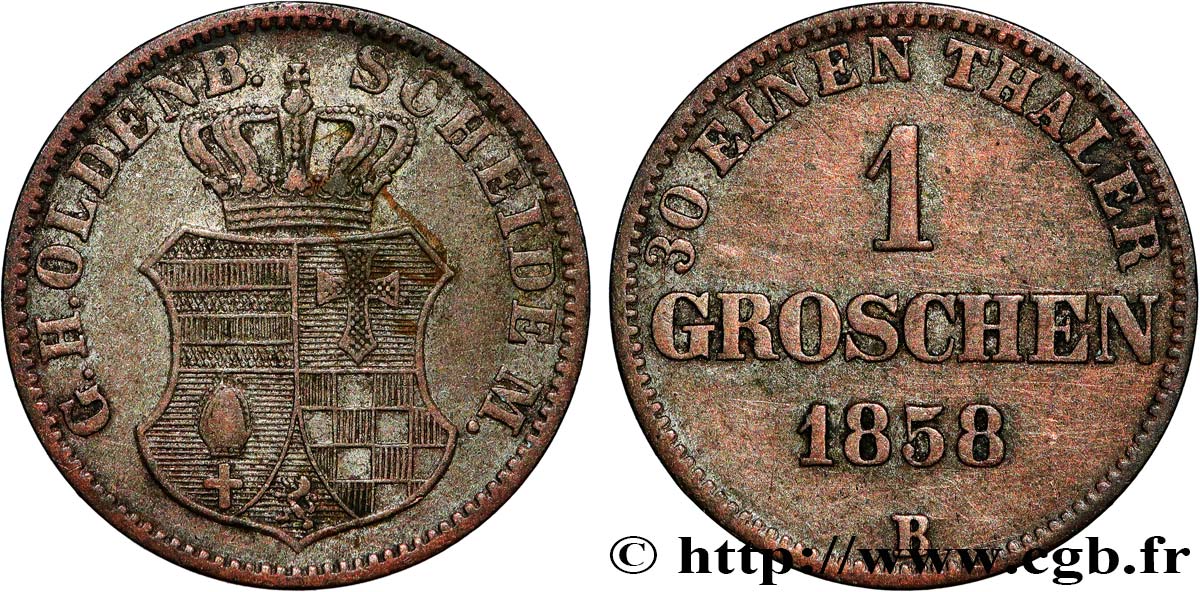 ALLEMAGNE - OLDENBOURG 1 Silber Groschen 1858  TTB 