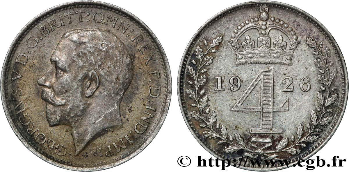GRANDE-BRETAGNE - GEORGES V 4 Pence 1926  SPL 