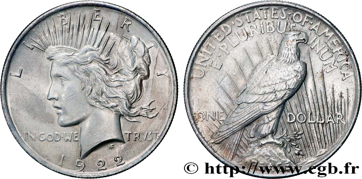 ÉTATS-UNIS D AMÉRIQUE 1 Dollar Peace 1922 Philadelphie SUP 