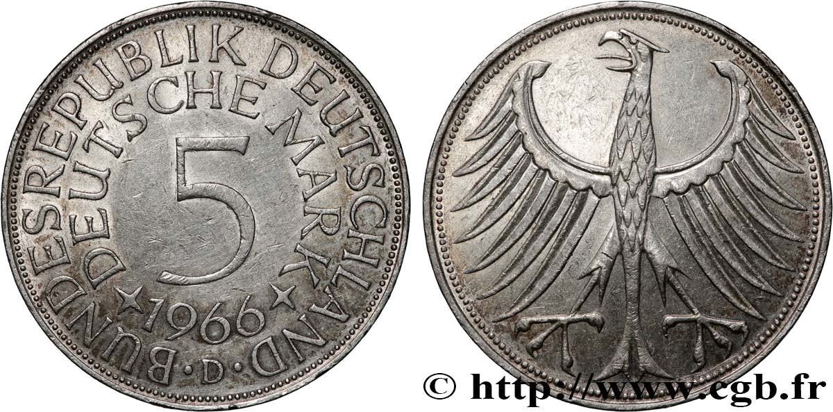 GERMANY 5 Mark aigle héraldique 1966 Munich AU