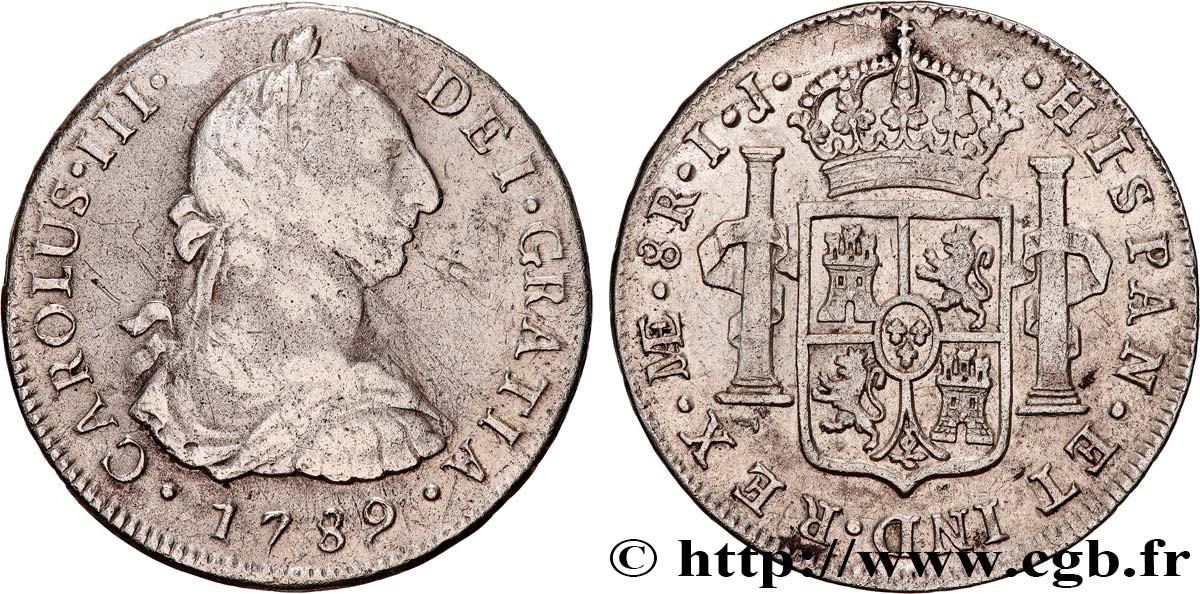 PERU - CHARLES III 8 Reales 1789 Lima VF/VF 