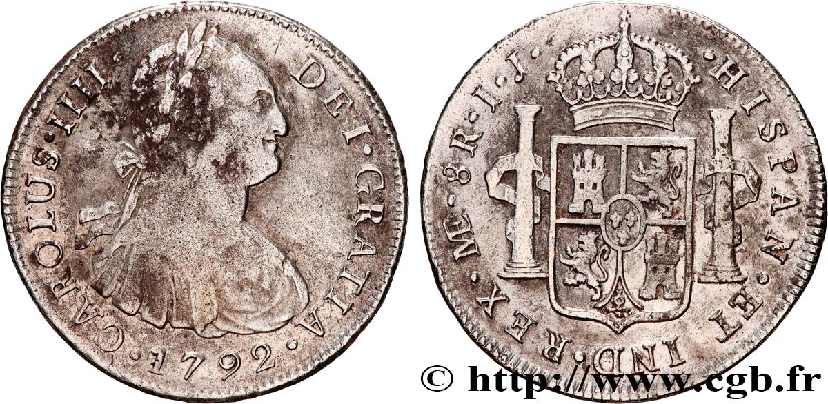 PERU - CHARLES IV 8 Reales Charles IV 1792 Lima VF 