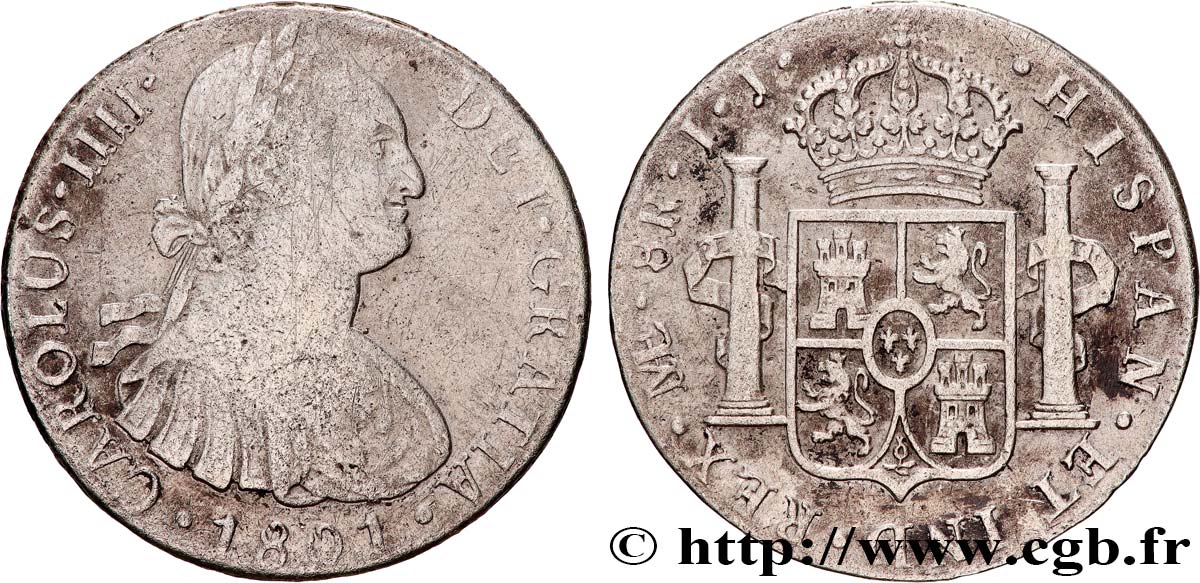 PERU - CHARLES IV 8 Reales 1801 Lima VF/AU 