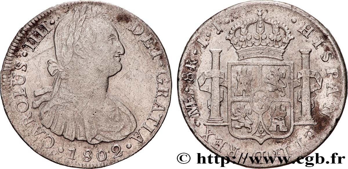 PERU - CHARLES IV 8 Reales 1802 Lima VF/VF 