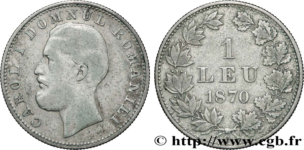 ROMANIA - CHARLES I 1 Leu  1870 Bucarest - C MB 