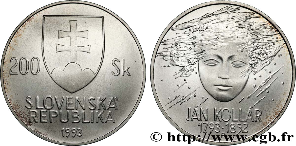 SLOVAKIA 200 Korun Ján Kollár 1993  MS 