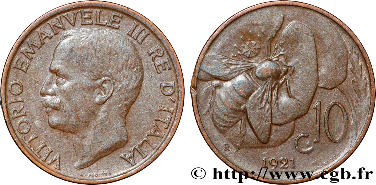 ITALIE 10 Centesimi Victor Emmanuel III 1921 Rome TTB