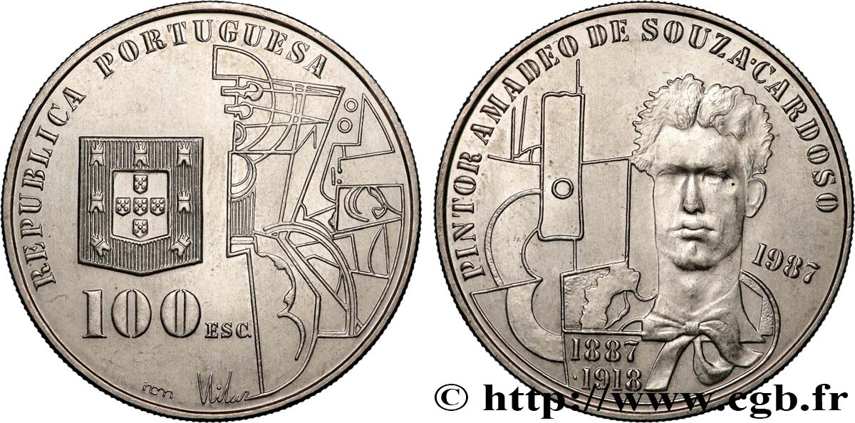 PORTUGAL 100 Escudos 100e anniversaire de la naissance du peintre Amadeo de Souza Cardoso 1987 Lisbonne SUP