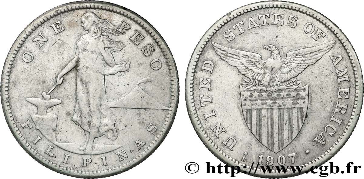 FILIPINAS 1 Peso - Administration Américaine 1907 San Francisco - S MBC 