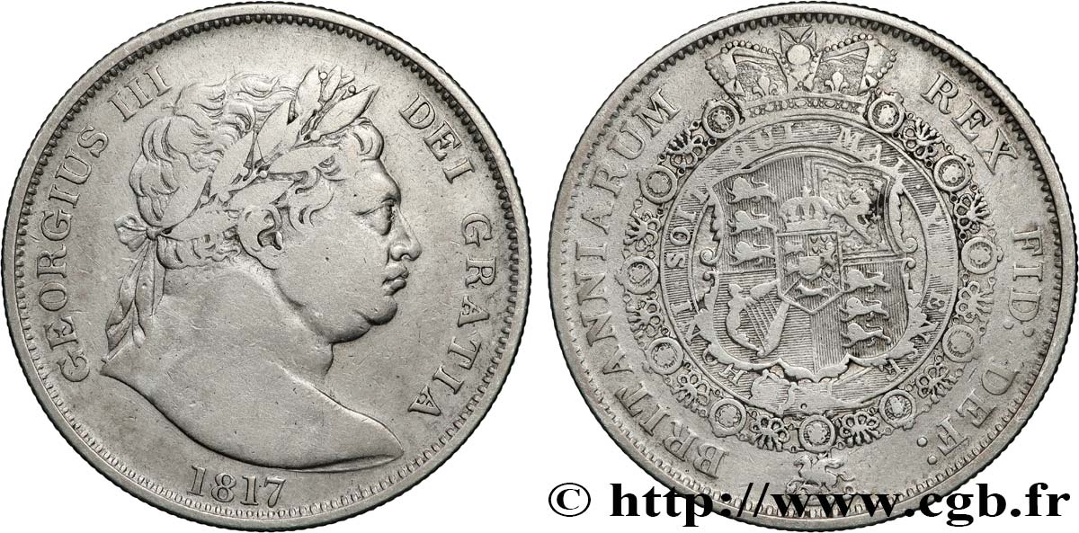 ROYAUME-UNI 1/2 Crown Georges III 1817 TB+