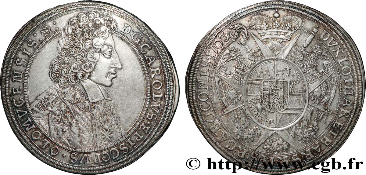 AUSTRIA - OLMUTZ - CHARLES III JOSEPH OF LORRAINE Thaler 1703 Olmutz EBC 