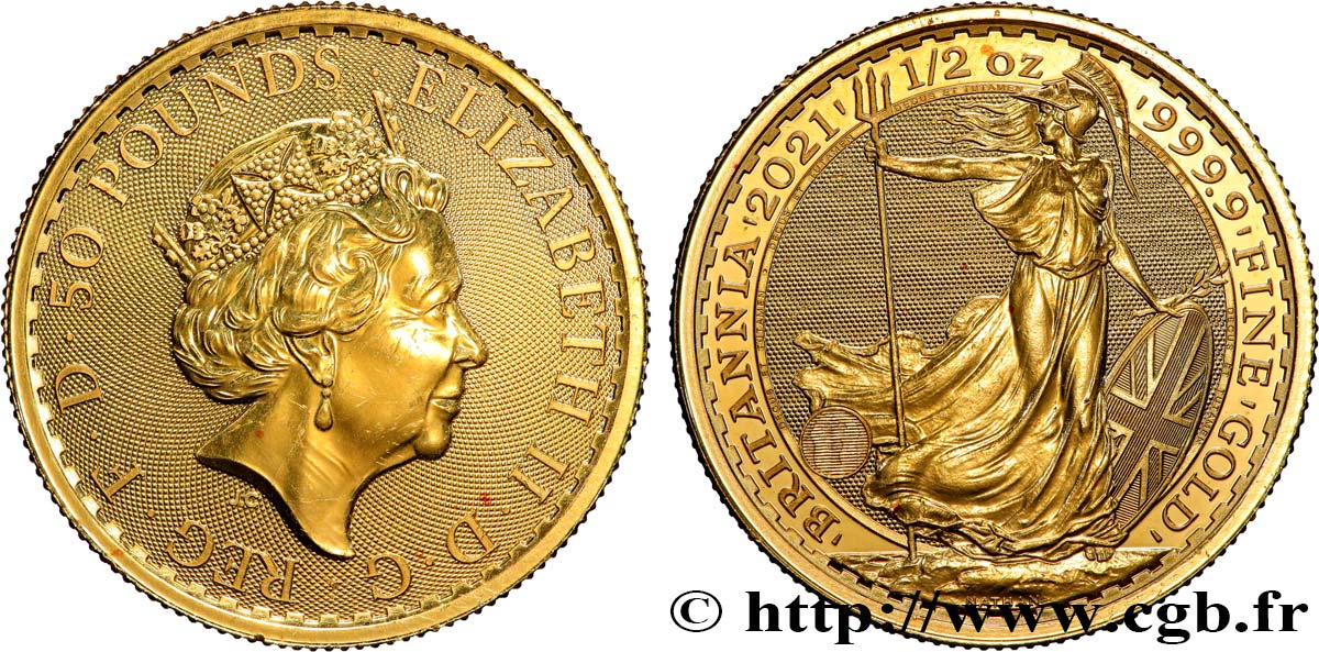 VEREINIGTEN KÖNIGREICH 1/2 Oz - 50 Pounds Britannia 2021 ST