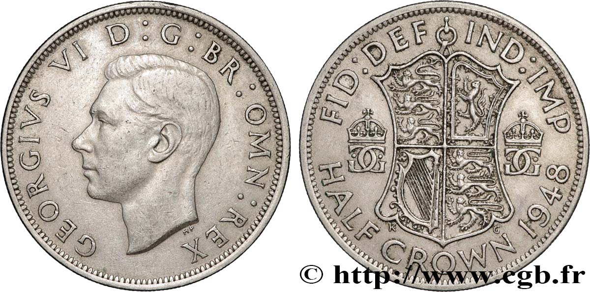 ROYAUME-UNI 1/2 Crown Georges VI 1948 TTB