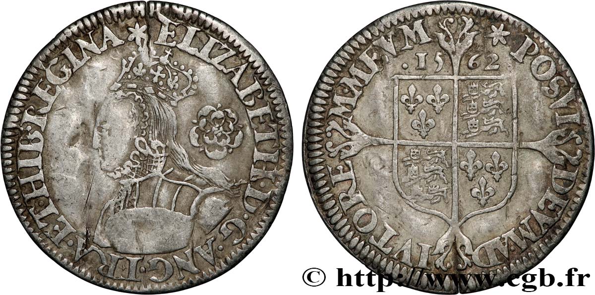 ENGLAND - KINGDOM OF ENGLAND - ELIZABETH I 6 Pence  1562 Londres XF 