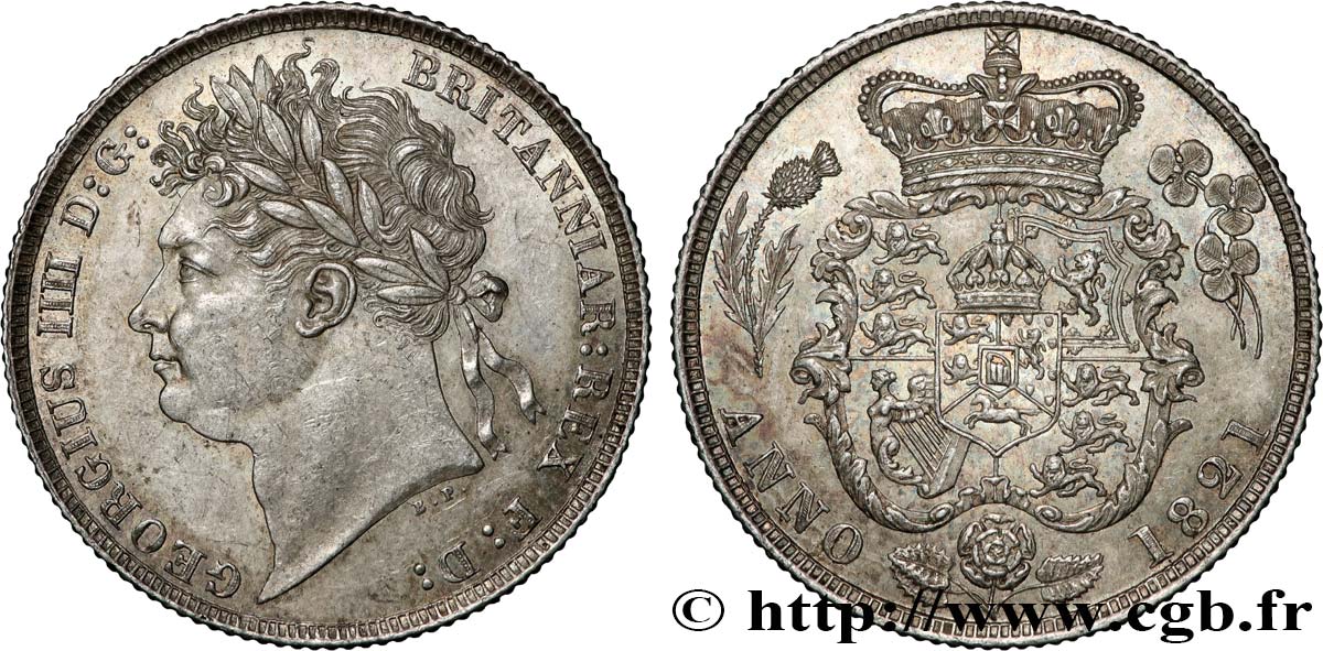 GRANDE-BRETAGNE - GEORGES IV 1 Shilling 1821  SPL 