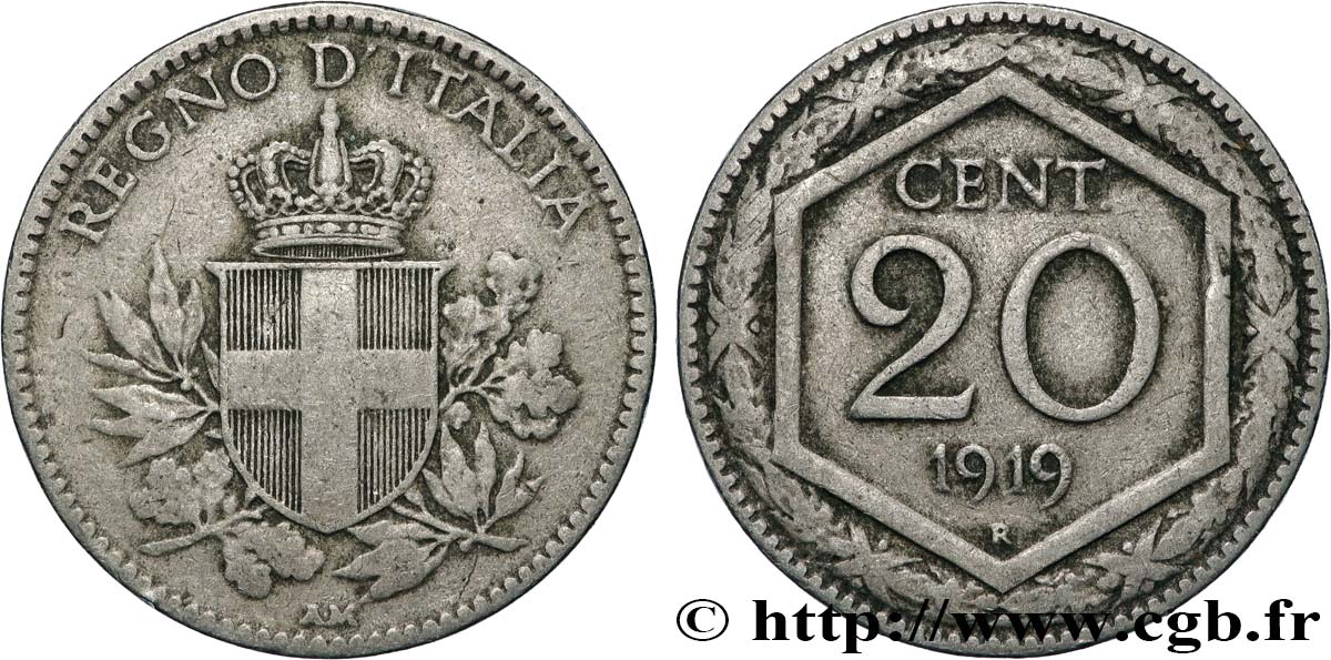ITALIE 20 Centesimi écu 1919 Rome TB+
