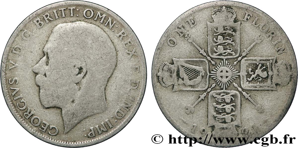 ROYAUME-UNI 1 Florin Georges V 1921 TB