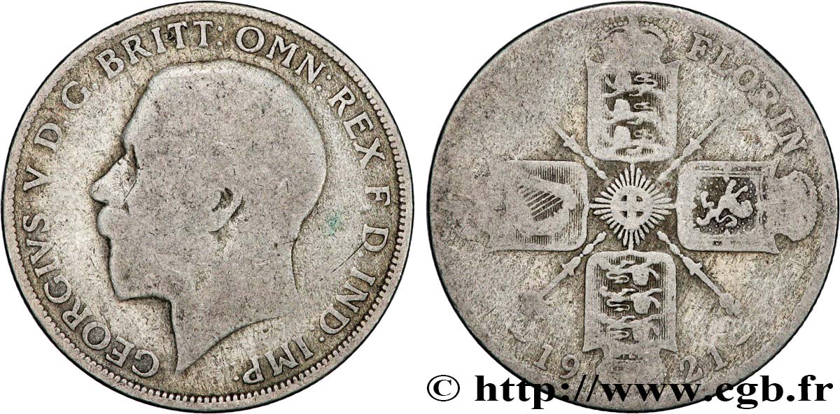 ROYAUME-UNI 1 Florin Georges V 1921 TB